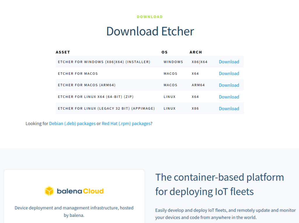 balena-etcher-download-page